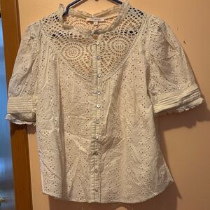 Elegant Cream Eyelet Blouse